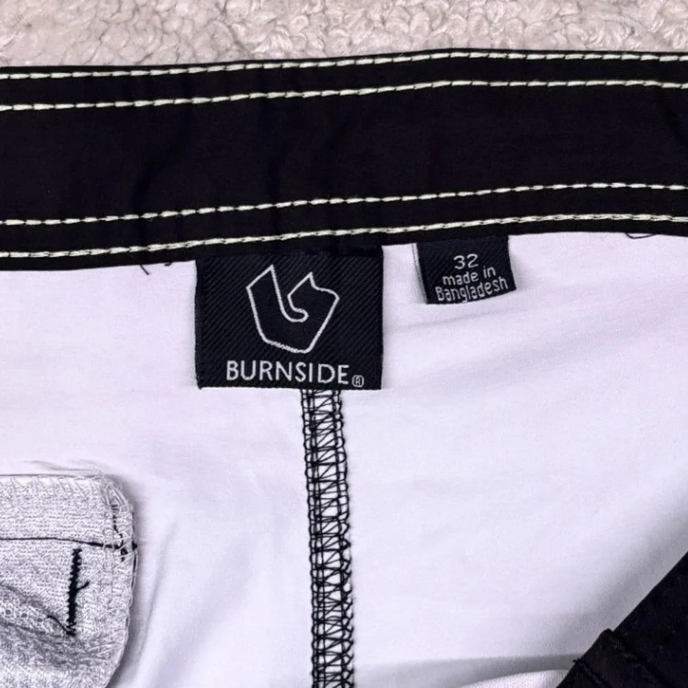 Burnside‎ Board Shorts Men 32 White Blue Tie Dye Stripe Stretch Swim Trunks NWT